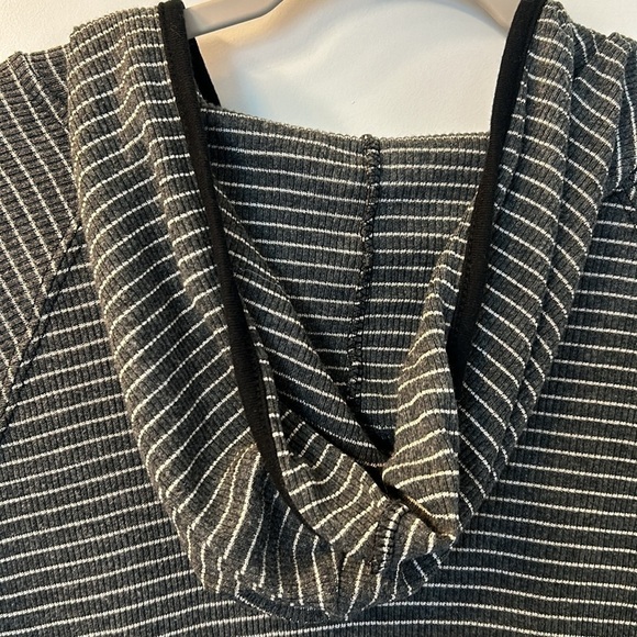 Fresh Produce Ribbed Striped Full Zip Hoodie - dark gray and silver XL - Picture 7 of 8